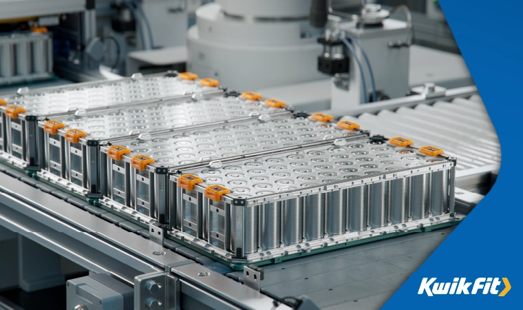 electric vehicle battery being manufactured